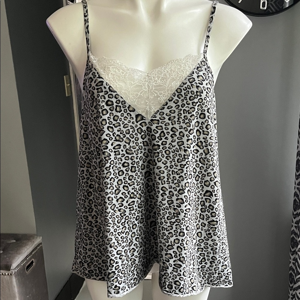 Leopard Print Cami Top with Lace Detail